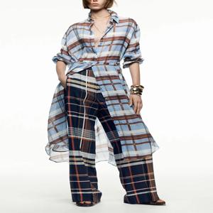 2025년 가을 여성 셔츠 드레스 플래드 패턴 신상품 미드웨이스트 스커트 스타일 의류 여성 패션 에스닉 웨어