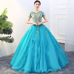 화려한 거즈 묶음 웨딩드레스, 솔로 노래, 아름다운 음성 무대 공연, 미술시험 의상, 푹신한 스커트