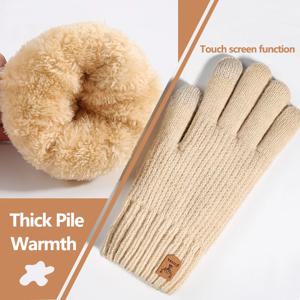 여성용 열선 터치스크린 장갑 - 케이블 니트 플리스 안감, 부드럽고 따뜻한 겨울용 야외 라이딩 및 출퇴근용, 가을 겨울용