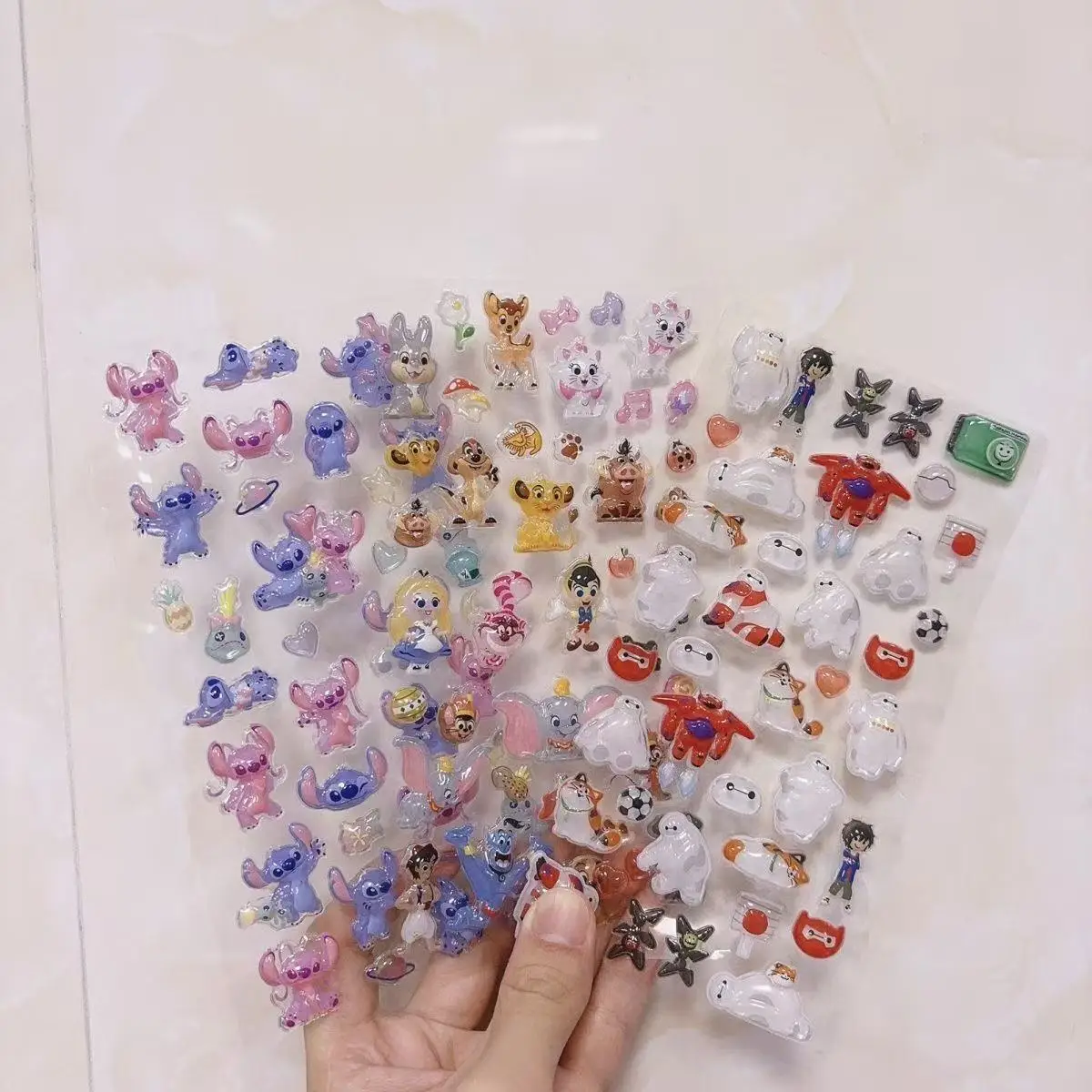 디즈니 덤보 스티치 만화 3D 젤리 패치 DIY 스티커 액세서리 소녀용 휴대폰 케이스 어린이 장난감 컵 스티커