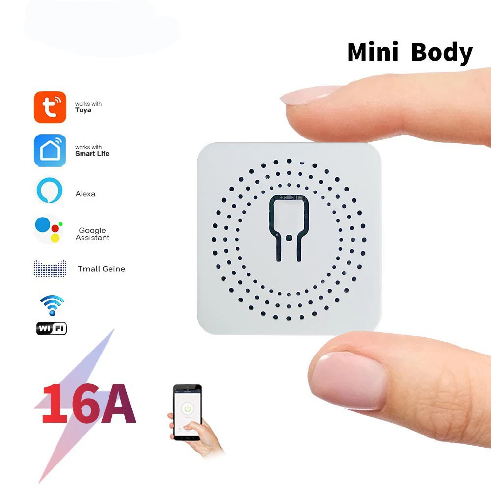DIY 무선 투야 스마트 16A WiFi 스마트 스위치 홈 알렉사 얀덱스 앨리스 미니 인터럽터 양방향 음성 제어 스마트 라이프
