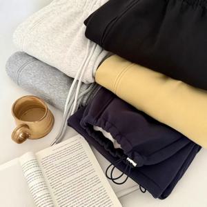 하이웨이스트 기모 플리스 코튼 스포츠 피트니스 스퀘어 댄스 팬츠 여성용 퍼포먼스 캐주얼 와이드 레그 트라우저