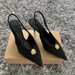 2025년 봄 신상 여성 샌들 패션 포인티드 토 얕은 슬립온 여성용 우아한 슬링백 슈즈 얇은 하이힐 펌프스