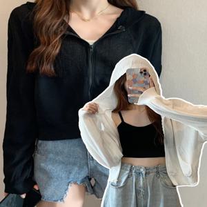 경량 니트 아이스 실크 자외선 차단 가디건 여성 여름 숄 아우터 에어컨 슈트 숏 코트 커버업