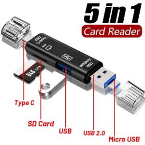 새로운 5 in 1 다기능 USB 2.0 유형 C USB 마이크로 USB SD TF 메모리 카드 리더기 안드로이드 컴퓨터 도크 OTG 유형 C 어댑터