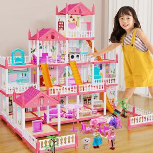 인기 장난감 3d 조립 Diy 미니 장난감 집 액세서리 빌라 공주 성 Led 조명 소녀 생일 선물 조립 장난감 집