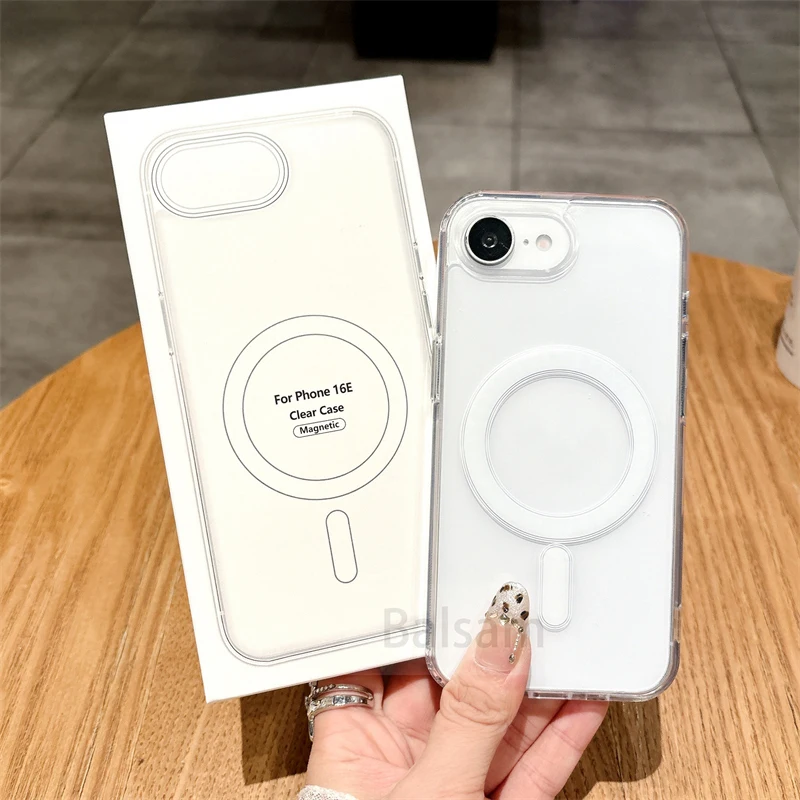 Magsafe 자기 투명 전화 케이스 iphone 16E 15 14 13 12 Mini 11 16 Pro Max XR X XS Max 7 8 Plus SE2020 소프트 커버