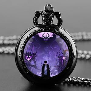 애니메이션 송진우 솔로 레벨링 디자인 쿼츠 포켓 시계 여성 남성 어린이 목걸이 펜던트 시계 선물 액세서리