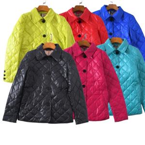 클래식 다이아몬드 패턴 경량 구스다운 재킷 캔디 컬러 솔리드 컬러 여성용 가을 겨울 패션 아우터웨어