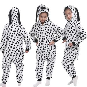 80-150cm 어린이 겨울 달마시안 잠옷 어린이 팬더 공룡 점프 슈트 유니콘 Kigurumi Onesie 소년 소녀 할로윈 의상
