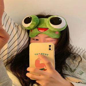 눈가리개 수면용 개구리 빛 차단 피로 완화 헤드밴드 낮잠 귀여운 수면 만화 캐릭터 냉찜질 남녀 공용 장난감