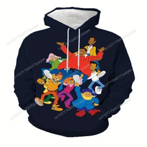 편안한 220g/m² 캐주얼 긴팔 후드티 - 남성용 만화 가족 프린트 니트 폴리에스터 후드 스웨트셔츠 (포켓 포함, 성숙한 스타일)