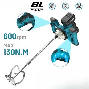 6단 무선 전기 콘크리트 믹서 패들 믹스 브러시리스 시멘트 모르타르 플라스터 블렌더 페인트 믹스 로드 마키타 18v 배터리용