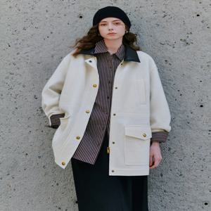 아피니티 26 스프링 하이 인텔리전스 바른 스타일 여성용 울 재킷 양면 태슬 울 트위드 칼라 헌팅 슈트