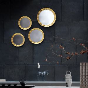 라이트 럭셔리 유럽풍 사이드 미러 현관 벽걸이 금속 벽 장식 거울 거실 소파 배경 벽걸이