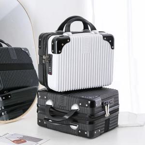 6인치 레트로 휴대용 여행 가방, 컴팩트 여행용 캐리어, 가벼운 기내용 화장품 가방, 비밀번호 잠금 기능이 있는 소형 가죽 케이스