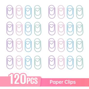 하트 종이 클립, 작고 귀여운 사랑 모양 종이 클립, 학교용 DIY 공예 문서 노트용, 4 가지 색상, 120 개