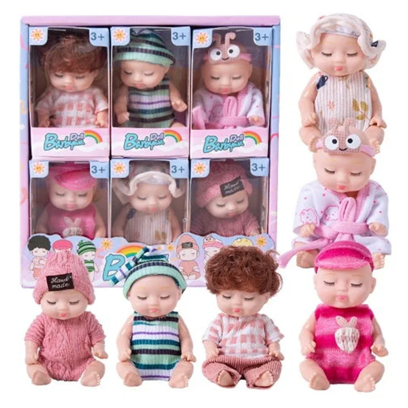 6/8Pcs 세트 잠자는 미니 아기 인형 나비 악어 해바라기 의상 Playset Giftb와 실물 같은 귀여운 사랑스러운 인형을 다시 태어