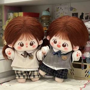 20cm 면 인형 옷용 교복 니트 조끼 면 아이돌 인형 옷 패션 플러시 인형 의류 액세서리