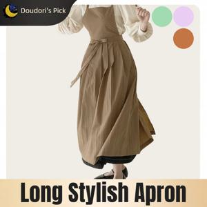 포켓 디자인, 방수 및 오일 방지 원단, 길이 조절 가능, 작업 및 가정용, 페인팅에 적합한 여성용 패셔너블한 긴 앞치마