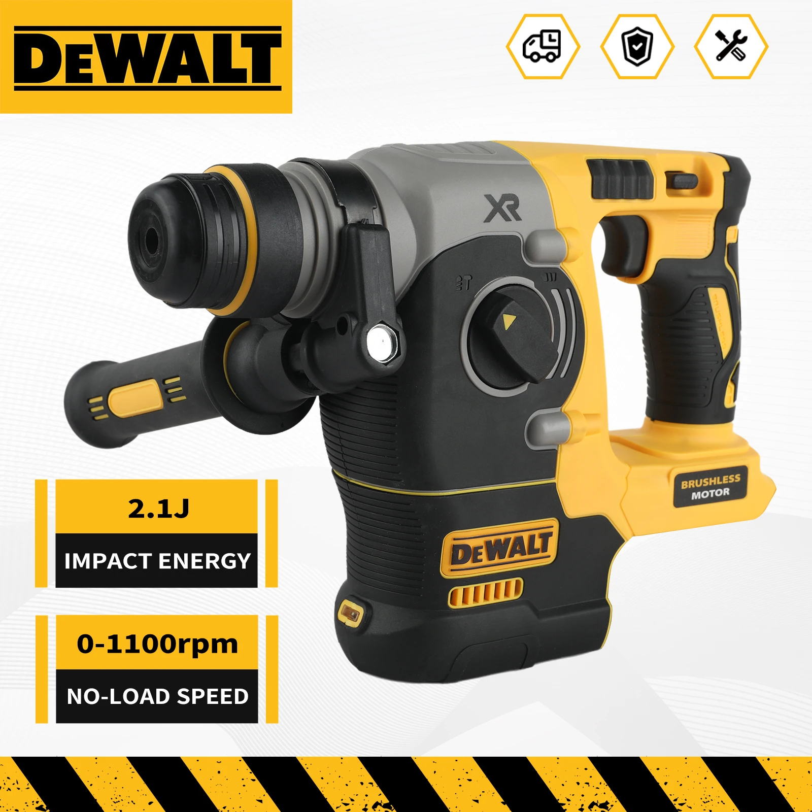 디월트 DCH273 20V 브러시리스 로터리 해머 2.1J 충격 에너지 360 °   콘크리트, 벽돌, 석재 드릴링용 6.0Ah 배터리