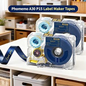 1팩 포메모 A30 P15 새틴 리본 독점적인 금박 프린트 네이비색, 선물 포장 웨딩 부케용 패브릭 리본