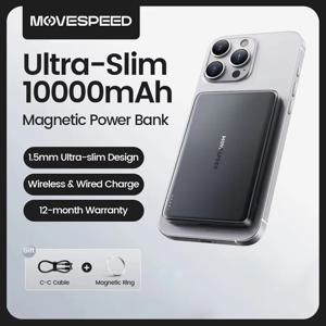 MOVESPEED S10 맥세이프 보조배터리 10000mAh 고PD20W 유선 속충전 파워뱅크 슬림 휴대용 무선보조베터리 아이폰 16 15 14 13 12 시리즈 삼성 S24용 보조 배터리