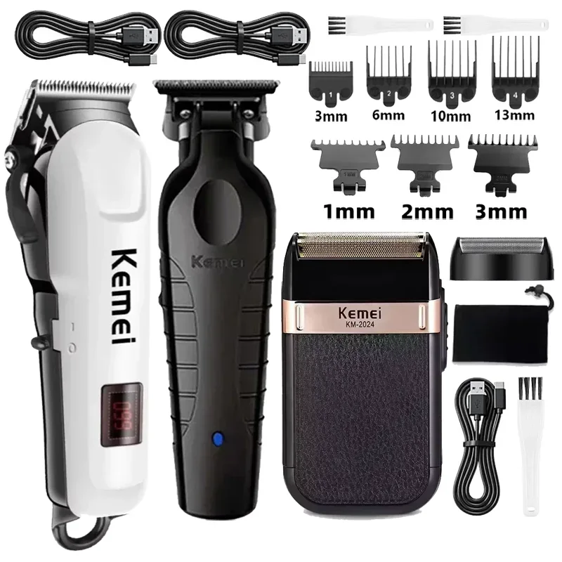 남성용 헤어 클리퍼 트리머 세트 - USB 충전식 리튬 배터리 ABS 바디, 무선 이발기 헤어컷 그루밍 키트