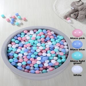 5.5cm 100개입 가방포함, 깨지지 않는 친환경 볼풀공, 마카 컬러(핑크, 블루, 그린, 화이트) 원형