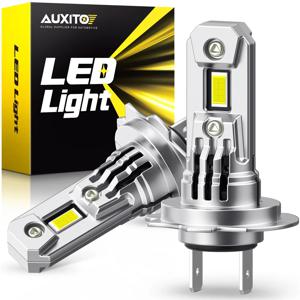 AUXITO 2Pcs 자동차 H7 LED 헤드 라이트 전구 미니 터보 LED 높은 낮은 빔 100W 자동차 전조등 자동 헤드 램프 H7 12V 6500K 화이트
