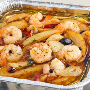 (1+1)탱글탱글 감바스+조리냄비세트 마늘향+새우의 감칠맛 전용 냄비로 간편하게! 즉석 밀키트 캠핑 홈파티