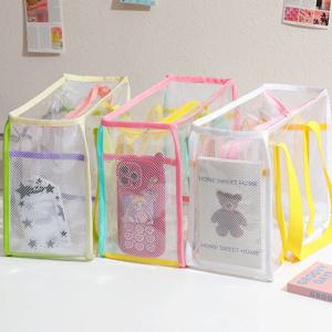 대형 투명 PVC 젤리 핸드백 히소큐트 숄더백 소녀용 목욕 비치백 수납 정리 가정용 액세서리