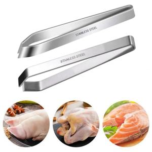 1pcs 430 스테인레스 스틸 물고기 뼈 족집게 협공 클립 풀러 리무버 집게 물고기 뼈 따기 클램프 주방 가제트 도구