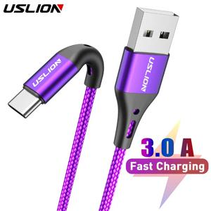 USLION 3A USB 유형 C 데이터 케이블 화웨이 Xiaomi Redmi Note 13 삼성 갤럭시 S23 고속 충전 휴대 전화 충전기 3m 2m 와이어
