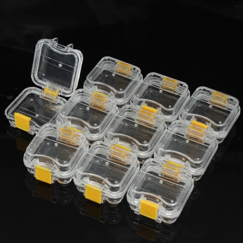 10/50pcs 가방 틀니 보관 재료 내부 투명 유연한 필름이있는 작은 치과 크라운 상자 플라스틱 치아 도구