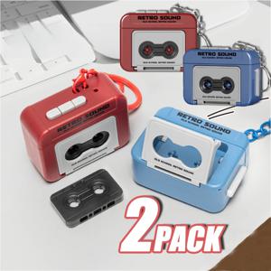 1/2Pcs 레트로 레코더 키 체인 15S 레코더 카세트 테이프 열쇠 고리 학생 가방 펜던트 커플 친구 선물