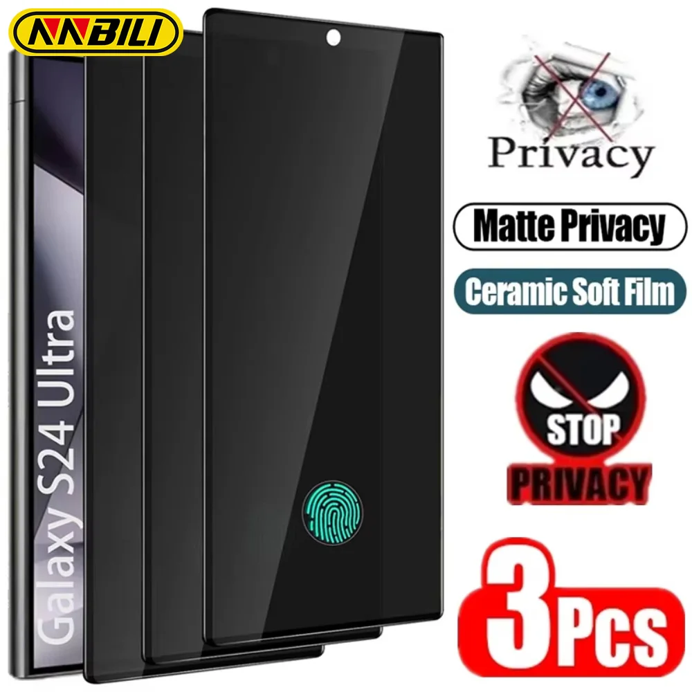 NNBILI 3Pcs 삼성 갤럭시 S21 S22 S23 S24 울트라 노트 20 10 S9 S10 플러스 안티 스파이 필름에 대 한 무광택 세라믹 개인 정보 보호 화면 보호기