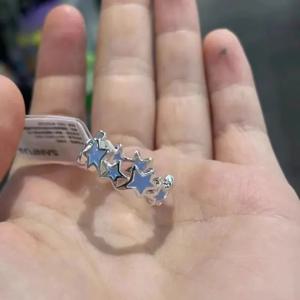 Y2K 불규칙한 핑크 별 반지 달콤한 소녀들 귀여운 오픈형 조절 가능한 반지 에나멜 블루 스타 페어링 반지 및 파워 테라피 반지