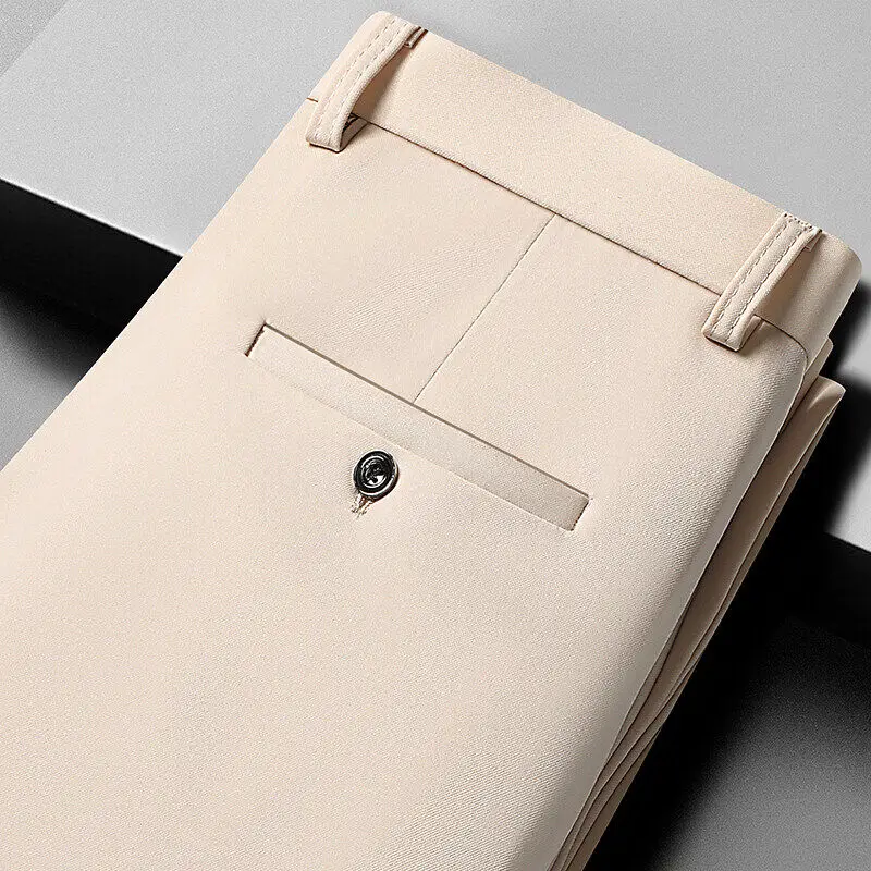 새로운 캐주얼 정장 바지 바지, 남성 비즈니스 캐주얼 정장 바지, 느슨한 스트레이트 여름 얇은 섹션 탄성 정장 바지