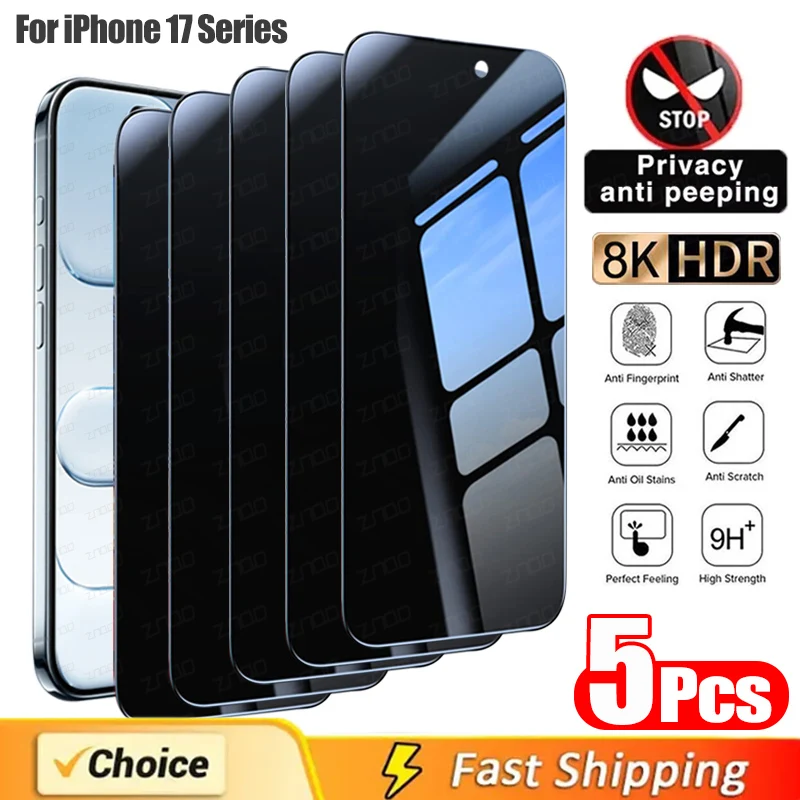 아이폰 17 프로 맥스 17 에어 프라이버시 스크린 보호필름용 3/4/5개 안티 스파이 강화유리 아이폰 16 15 플러스 14 프로맥스 16e용