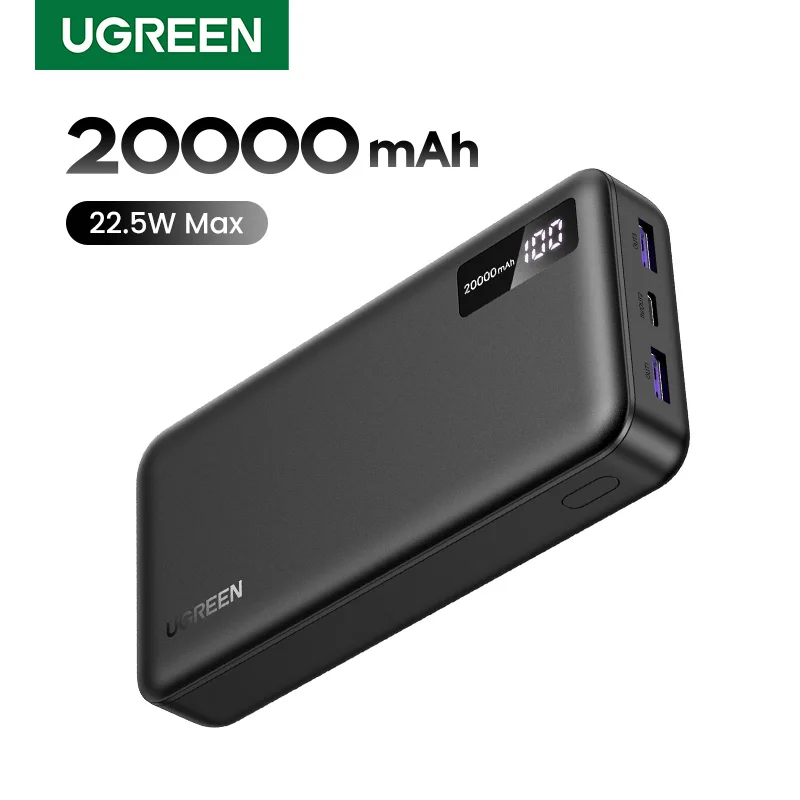 UGREEN 20000mAh PD 20W 보조배터리 고속 충전 휴대용 보조배터리 (아이폰 17, 16, 15 Pro Max, 샤오미 폰용) 30W 외장 배터리