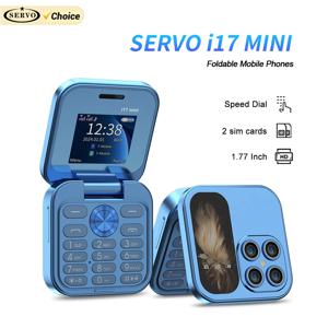 SERVO I17 미니 듀얼 SIM 카드 폴더형 휴대폰 2G 네트워크 비디오 플레이어 손전등 FM 라디오 매직 보이스 소형 박스형 플립 휴대폰