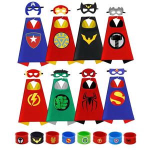 멋진 할로윈 크리스마스 의상을위한 8 세트 슈퍼 히어로 케이프 코스프레 축제 파티 용품 소년 소녀를위한 드레스를 선호합니다