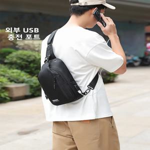 하이네2025 대용량 크로스바디 체스트백 캐주얼 남성 스포츠 백팩 폴리에스터 지퍼 잠금 무지 레저 시나리오