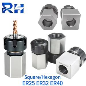 RH 1세트 ER 사각 헥스 콜렛 블록 ER/25/32/40 블록 척 홀더 CNC 선반 조각기용 작업 홀더