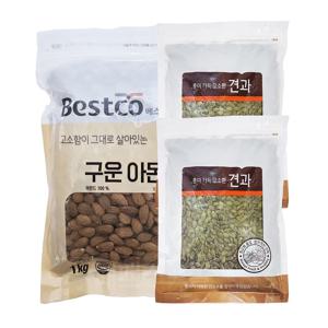 이거다 짭쫀쿠재료 구운아몬드 1kg + 호박씨 500g 2개 세트