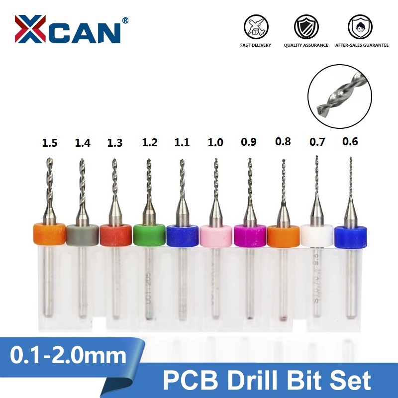 XCAN 0.1mm-2.0mm 수입 초경합금 PCB 드릴 비트 인쇄 회로 기판 미니 CNC 드릴링 비트 세트