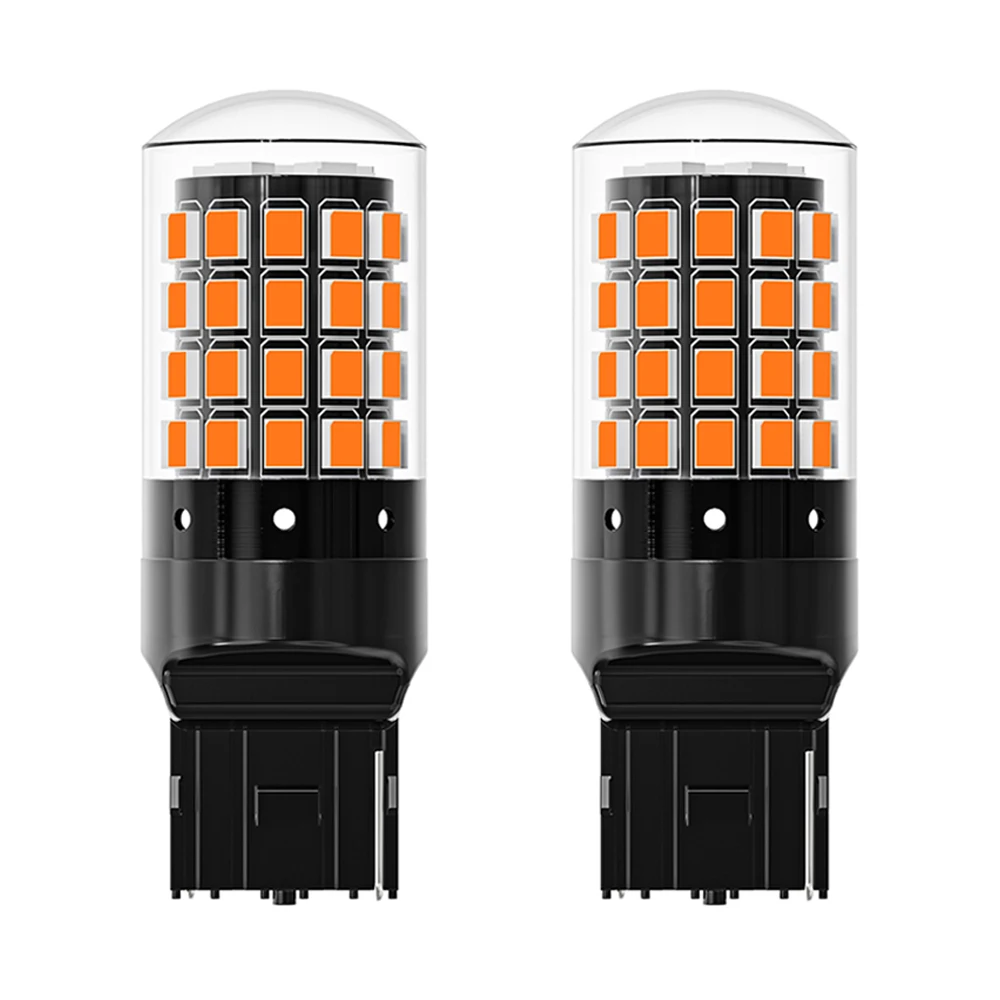 2pcs T20 LED 7443 7440 W21W W21/5W WY21W Led 전구 자동차 방향 지시등 역방향 램프 12V 자동 흰색 빨간색 호박색 2835 54smd 3000LM