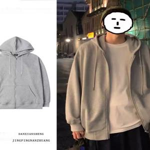 남성용 두꺼운 후드티 스웨트셔츠 양털 안감 따뜻한 루즈핏 지퍼 가디건 트렌디 가을 겨울 캐주얼웨어 청년 인기