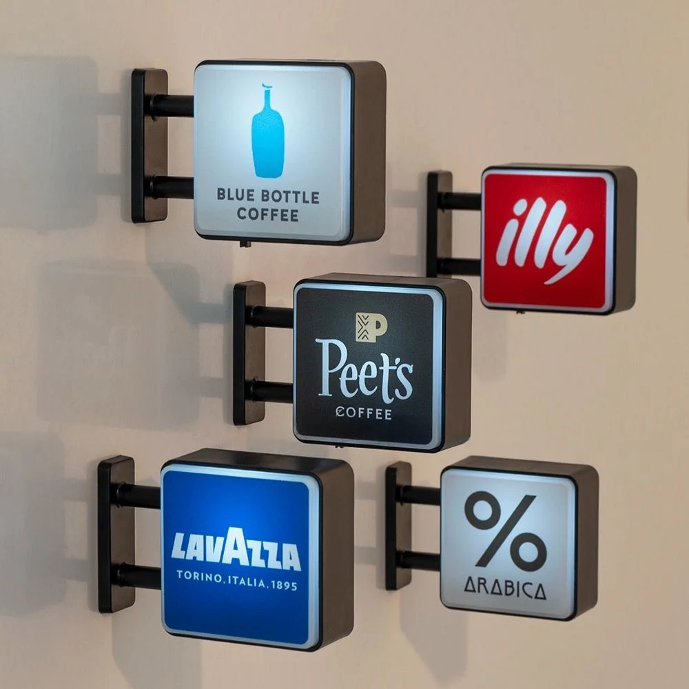 월드 클래식 커피 브랜드 라이트 사인 냉장고 자석 커피 머신 장식 Lavassa Coffee Illy Coffee Peet's Coffee